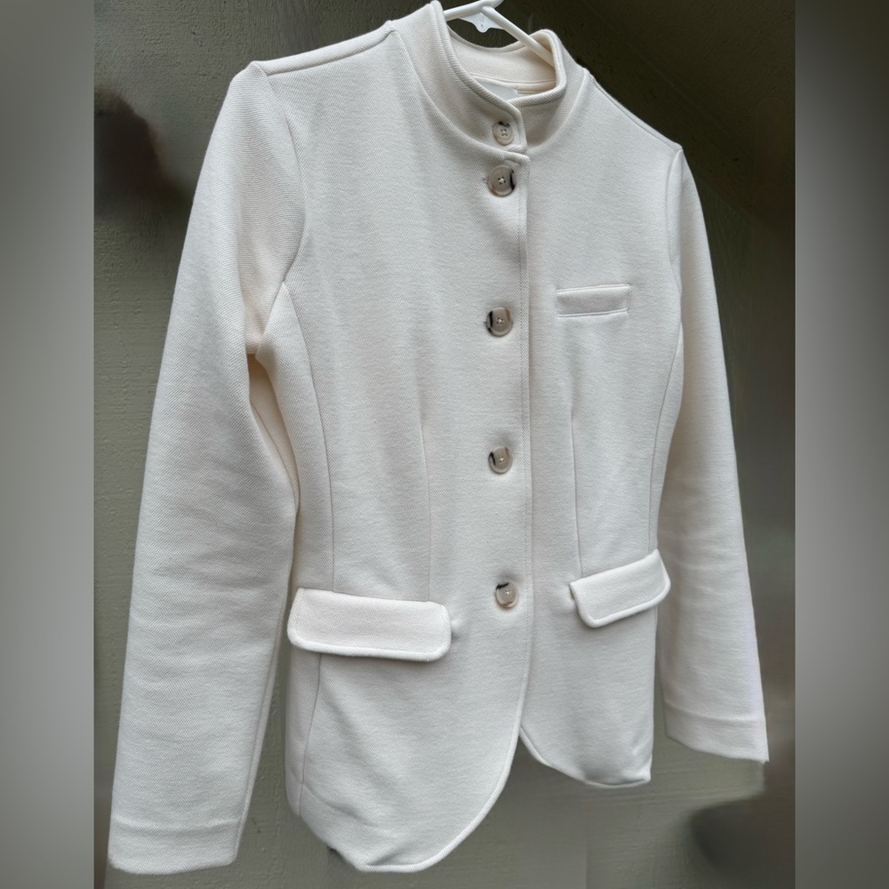 BANANA REPUBLIC KNIT PIQUE BLAZER BAND MILITARY SNOW DAY IVORY XS (or S) 885486 - Picture 10 of 14